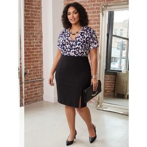 Torrid Size 1 Faux Wrap Dress Animal Print Black Pencil Work Dress